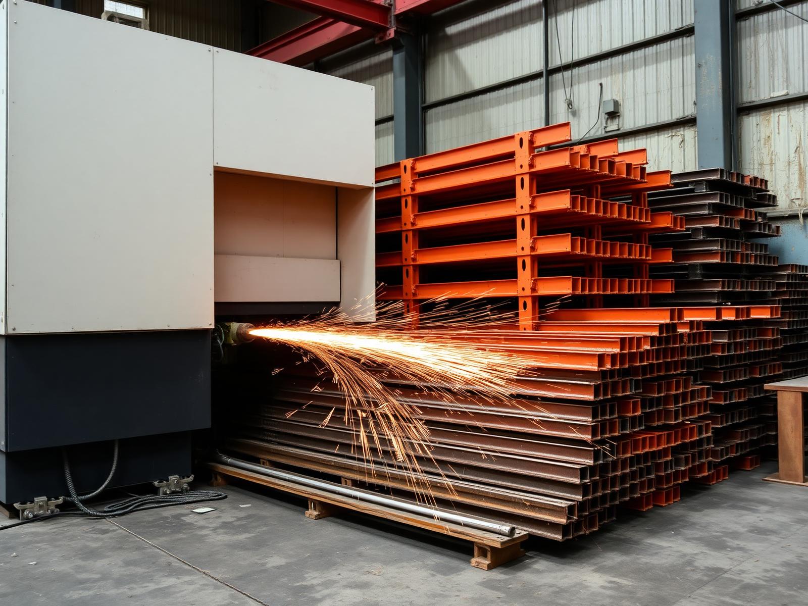 MEK technician servicing pallet racking inside a modern warehouse