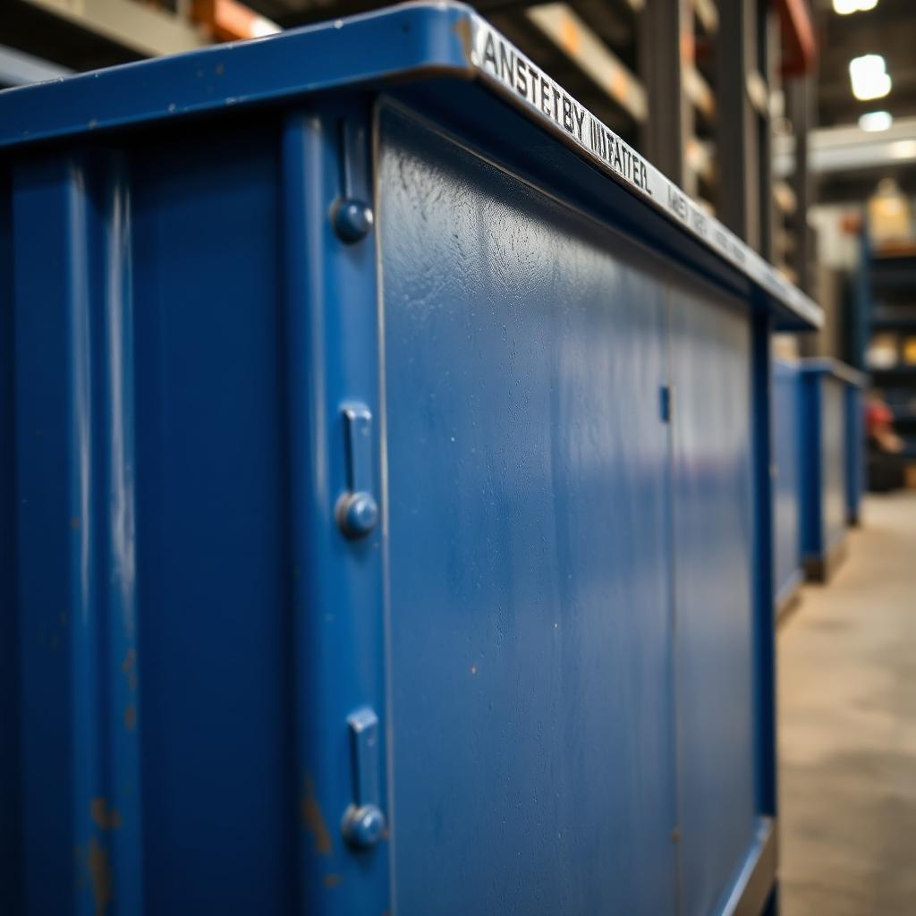 Heavy-duty industrial blue steel storage bin