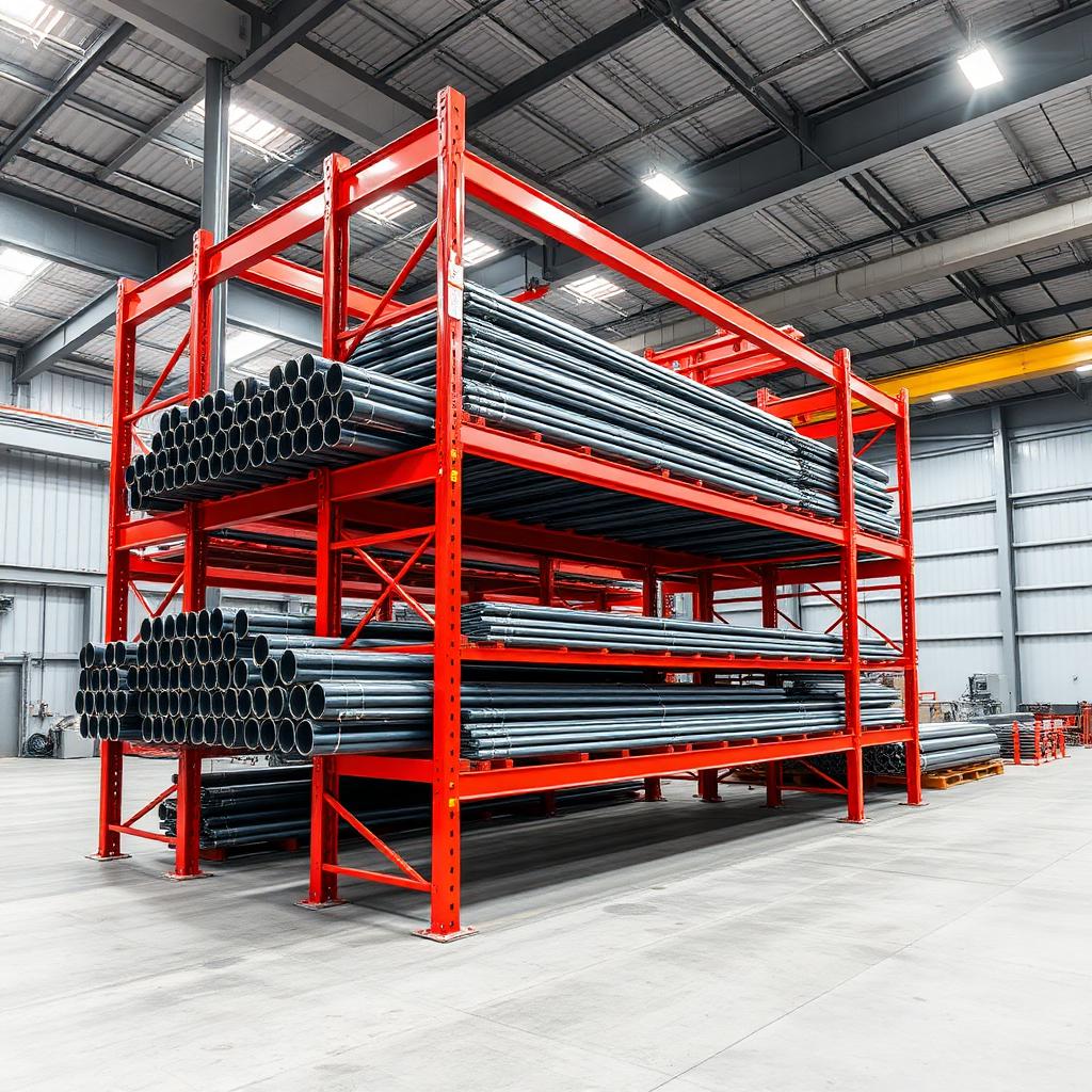 Single-bay cantilever rack with steel pipes