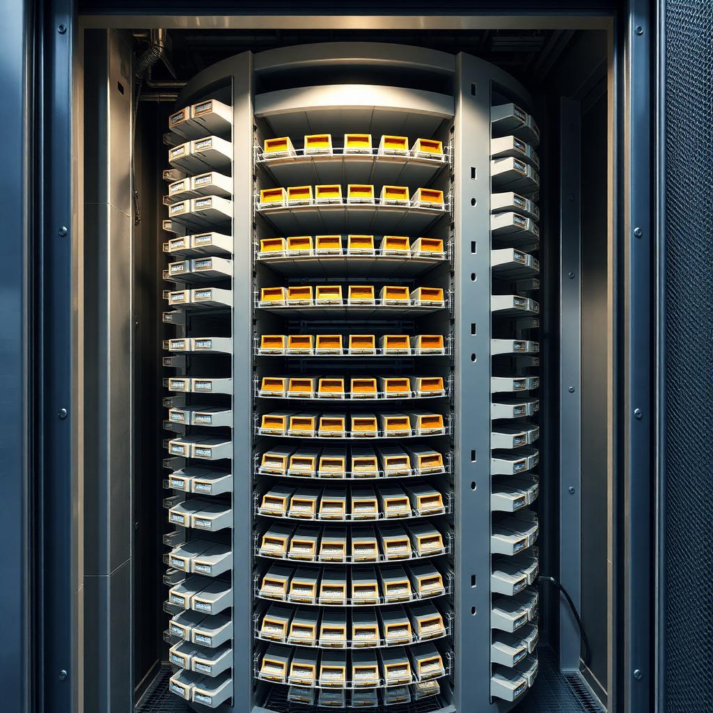 Vertical carousel storage unit interior