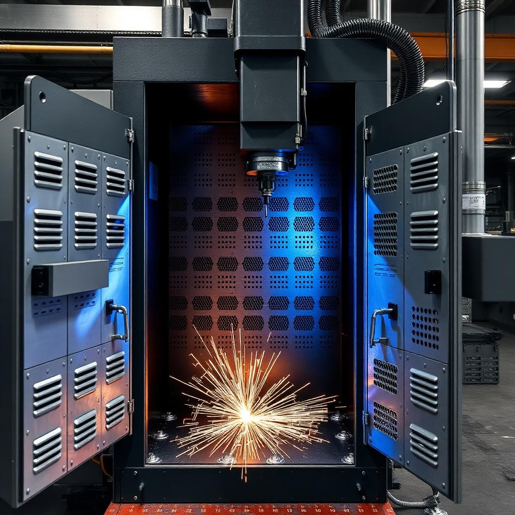 CNC punching machine cutting sheet metal for lockers