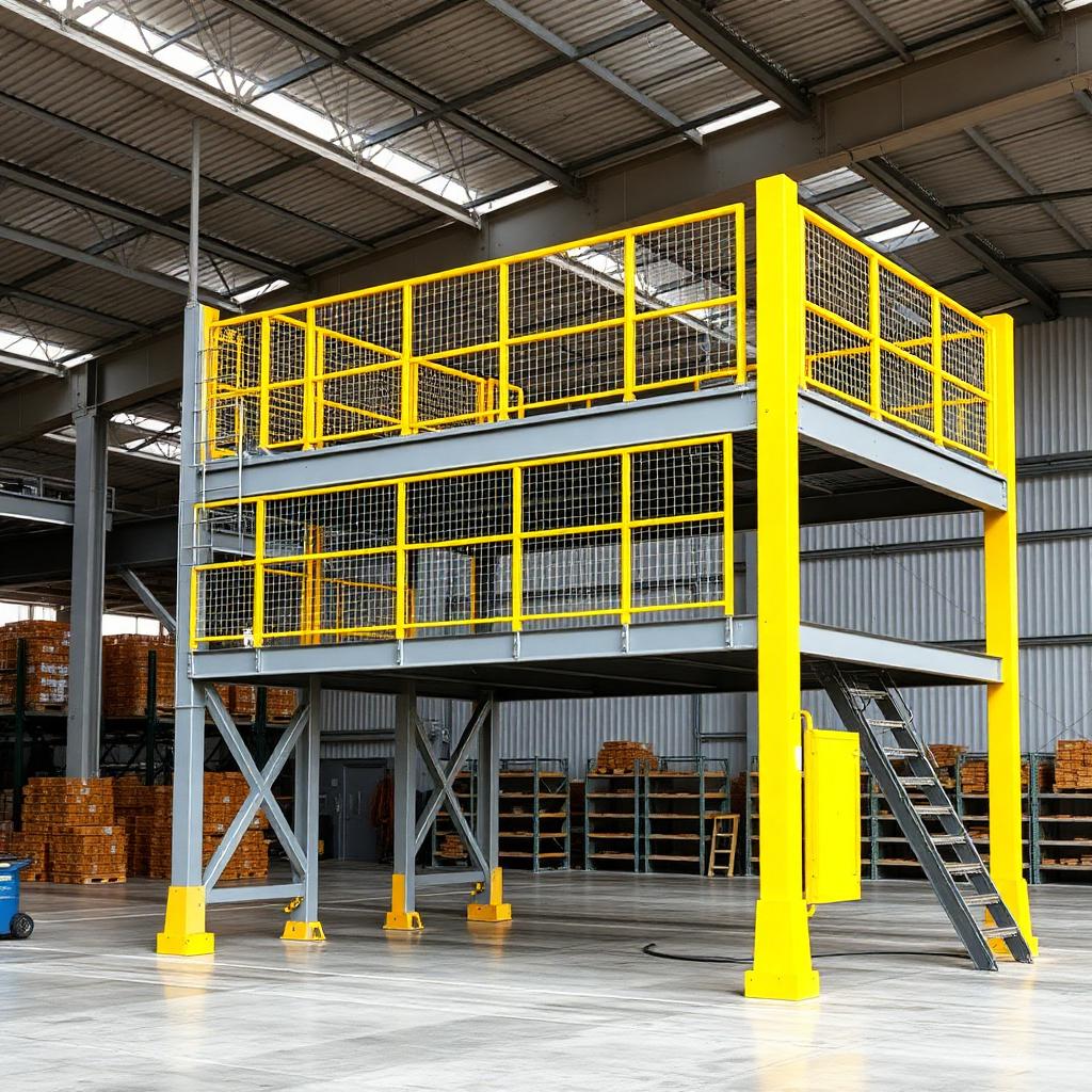 Independent freestanding mezzanine platform in a warehouse